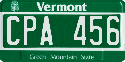 VT license plate CPA456