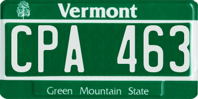 VT license plate CPA463