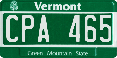 VT license plate CPA465