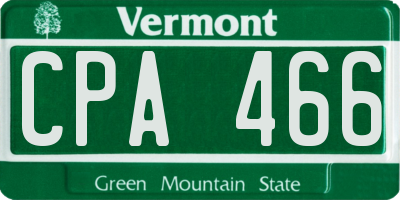 VT license plate CPA466