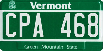 VT license plate CPA468
