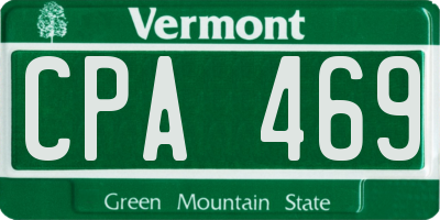 VT license plate CPA469