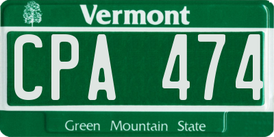 VT license plate CPA474