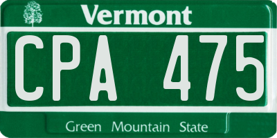 VT license plate CPA475
