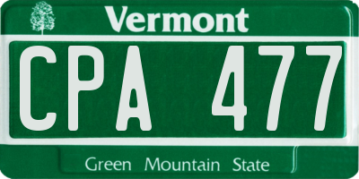 VT license plate CPA477