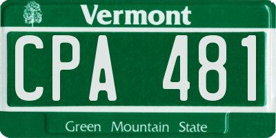 VT license plate CPA481