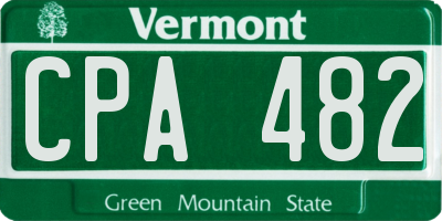 VT license plate CPA482