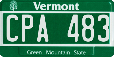 VT license plate CPA483