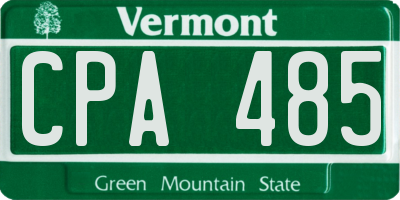 VT license plate CPA485