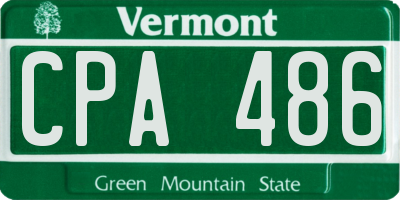 VT license plate CPA486
