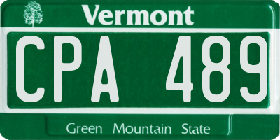 VT license plate CPA489