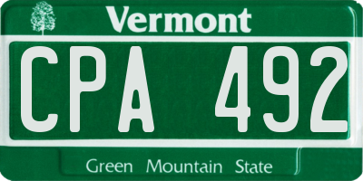 VT license plate CPA492