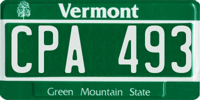 VT license plate CPA493