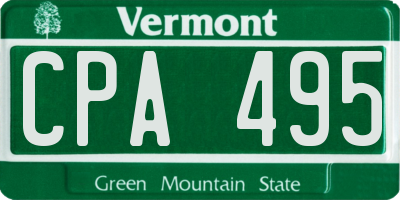 VT license plate CPA495