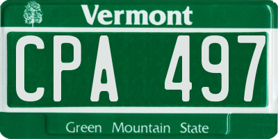 VT license plate CPA497