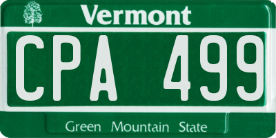 VT license plate CPA499