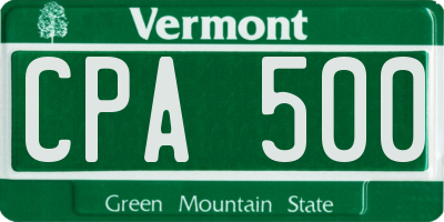 VT license plate CPA500