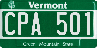 VT license plate CPA501