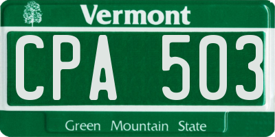 VT license plate CPA503