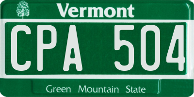 VT license plate CPA504