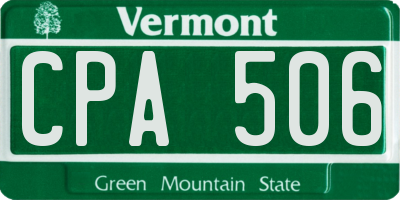 VT license plate CPA506