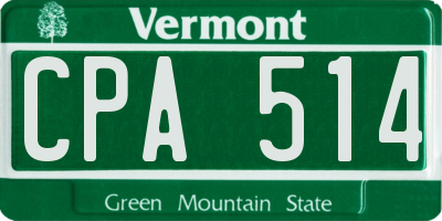 VT license plate CPA514