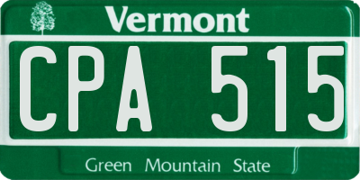 VT license plate CPA515