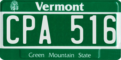 VT license plate CPA516
