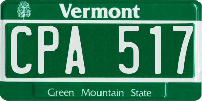 VT license plate CPA517