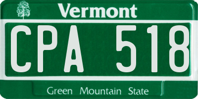 VT license plate CPA518