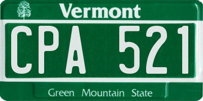 VT license plate CPA521