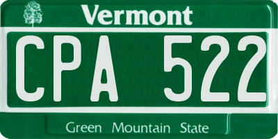 VT license plate CPA522