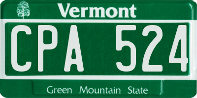 VT license plate CPA524