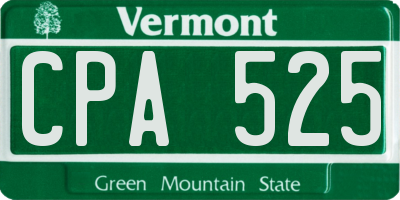 VT license plate CPA525