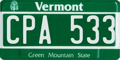 VT license plate CPA533