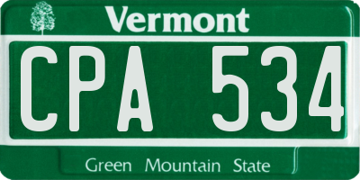 VT license plate CPA534