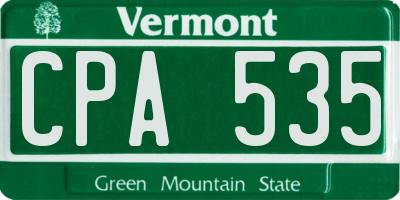 VT license plate CPA535
