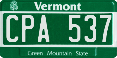 VT license plate CPA537