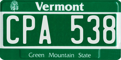 VT license plate CPA538