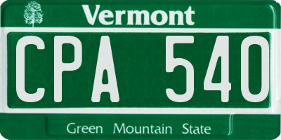 VT license plate CPA540