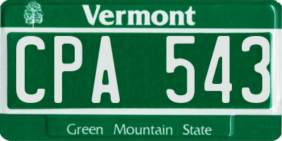VT license plate CPA543