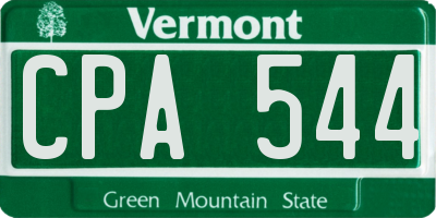 VT license plate CPA544