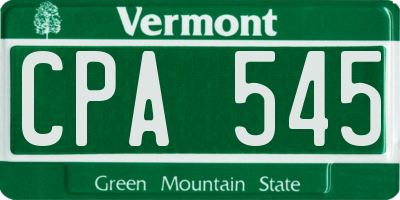 VT license plate CPA545