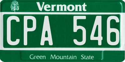 VT license plate CPA546