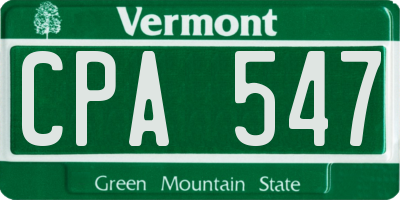 VT license plate CPA547