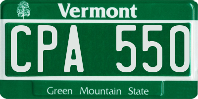 VT license plate CPA550
