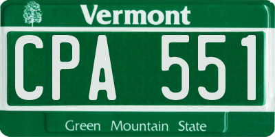 VT license plate CPA551