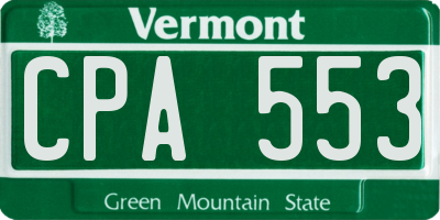 VT license plate CPA553