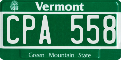 VT license plate CPA558
