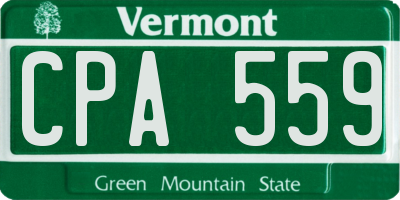 VT license plate CPA559
